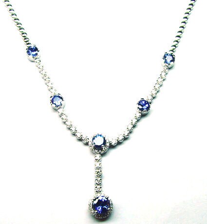 Blue Sapphire Tennis Necklace, Blue Sapphire and White Moissanite Diamond Tennis Necklace, September Birthstone Necklace, Perfect Gift,
