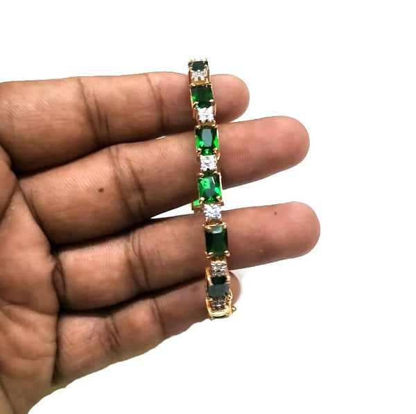 EMERALD AND DIAMOND Tennis Bracelet With 14kt Gold Plated On 925 Sterling, Diamond Tennis Bracelets for Women, Bracelets For Women, Gift