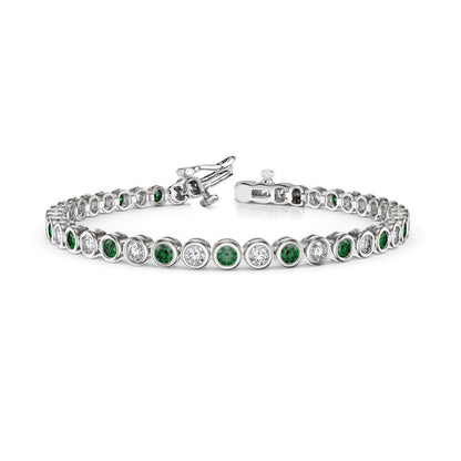 5.00CT Round Emerald And Moissanite Tennis Bracelet, 925 Sterling Silver, Diamond Tennis Bracelet, Moissanite Jewellery, Gift For Women