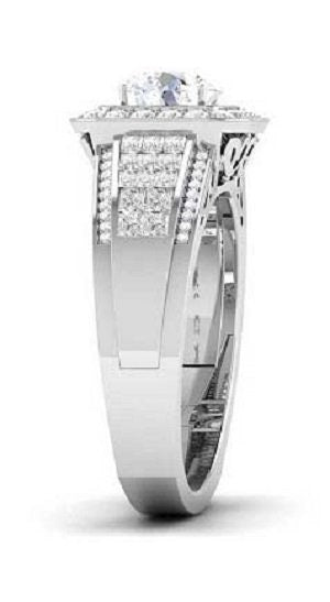 Moissanite Diamond Ring , 14k White Gold Plated, Engagement Wedding Ring, Moissanite Ring , Handmade Ring, Valentine Day, Gift For Her