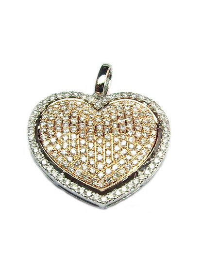 Large Puffed Pave Diamond Heart Pendant, Sterling CZ Heart Pendant, Large Hip Hop Heart Pendant, Hip hop Jewelry , Diamond Heart Pendant