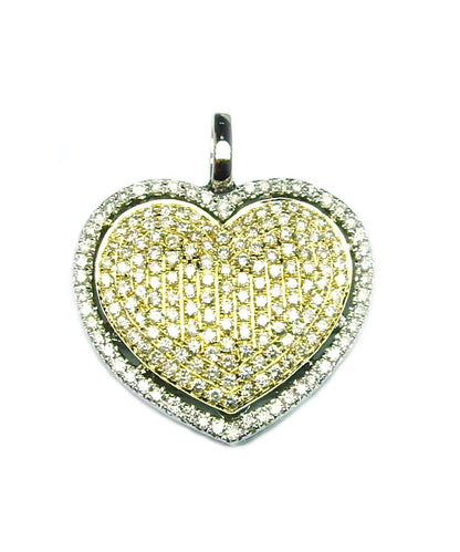 Simulated Diamond Pendant 10kt gold Finish Diamond Heart Hip Hop Pendant Necklace In silver, Hip Hop Pendant  Diamond Heart Pendant