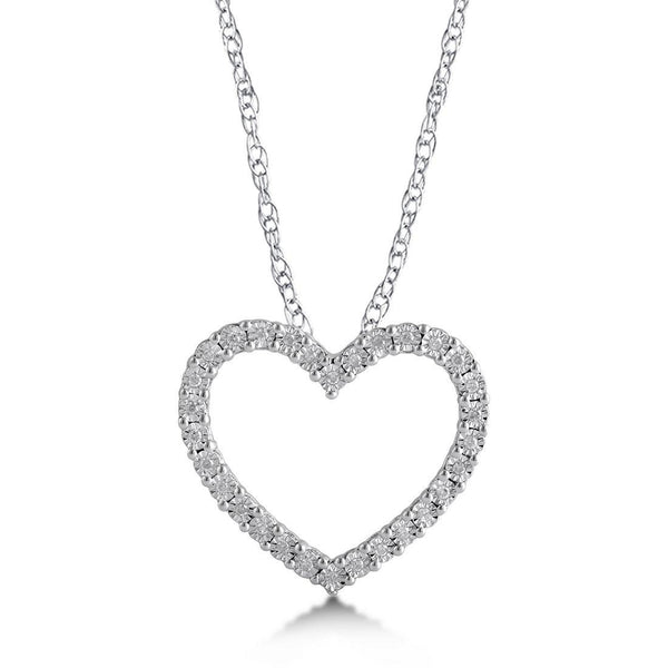 Moissanite Heart Necklace, Diamond Open Heart Necklace Pendant, Sterling Silver Diamond Heart Necklace, Birthday gift For Her, Gifts