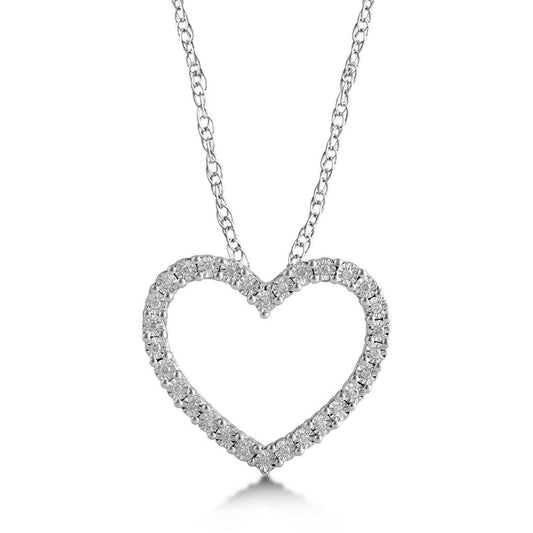 Moissanite Heart Necklace, Diamond Open Heart Necklace Pendant, Sterling Silver Diamond Heart Necklace, Birthday gift For Her, Gifts