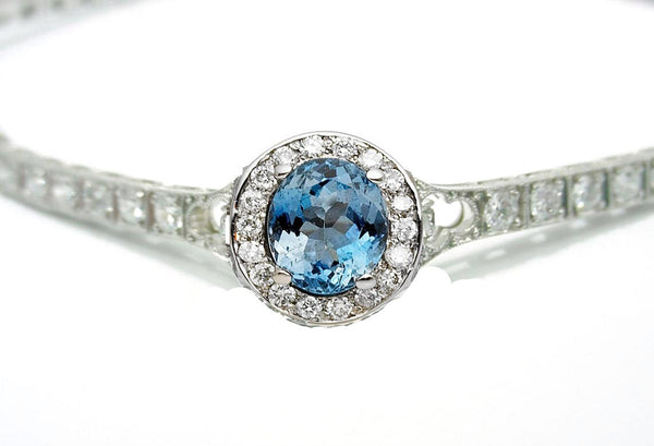 SAPPHIRE AND MOISSANITE  Diamond Women Tennis Bracelet With 10kt White Gold Over Sterling Silver, Women Bracelet, Gift, Valentine Day