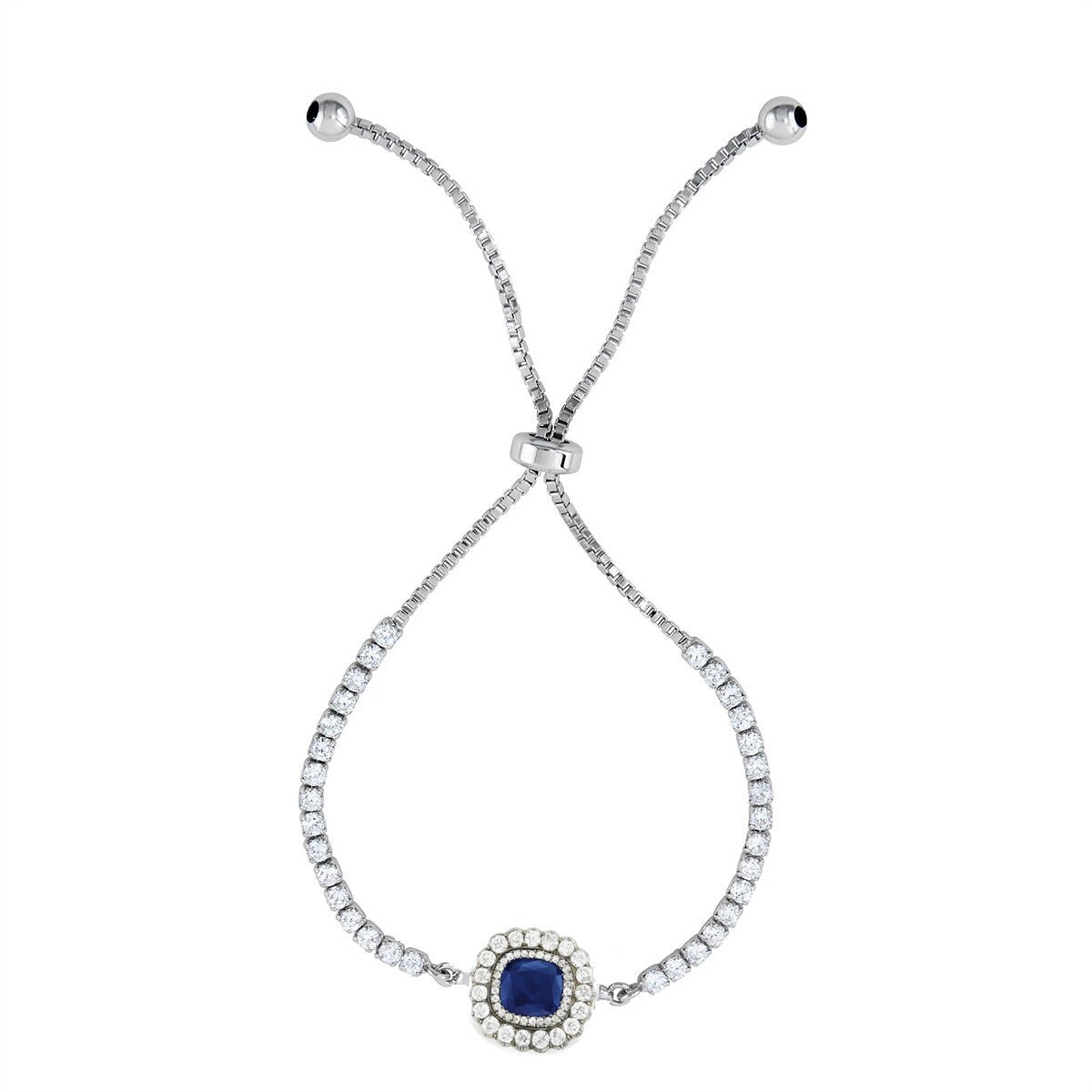 Bolo Adjustable Bracelet, Sapphire Gemstone Pull Tie Bolo Bracelet,Sapphire And Moissanite Bracelet For Woman, Sapphire And Diamond Bracelet