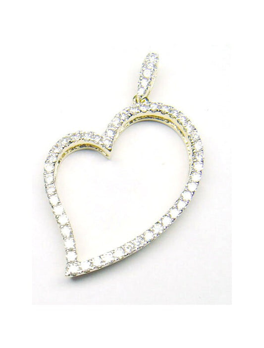 Open Heart Love Pendant 14k Yellow Gold Over 925 Silver 0.50ct Round Cut AAA Diamond, Heart Diamond Necklace, Open Heart Necklace, Valentine