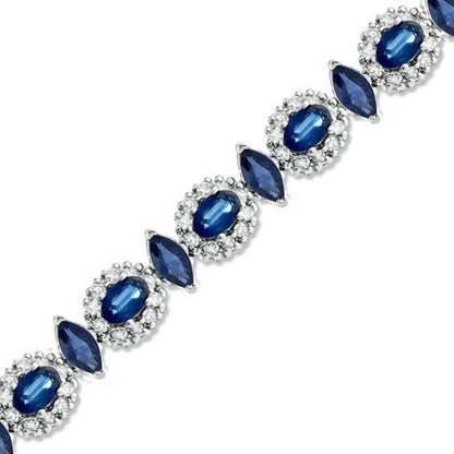 5.0 CT SAPPHIRE OVAL And  Diamonds Tennis Bracelet For Her In Silver,Friendship Bracelet,Diamond Bracelet For Women,Valentine Gifts For Her