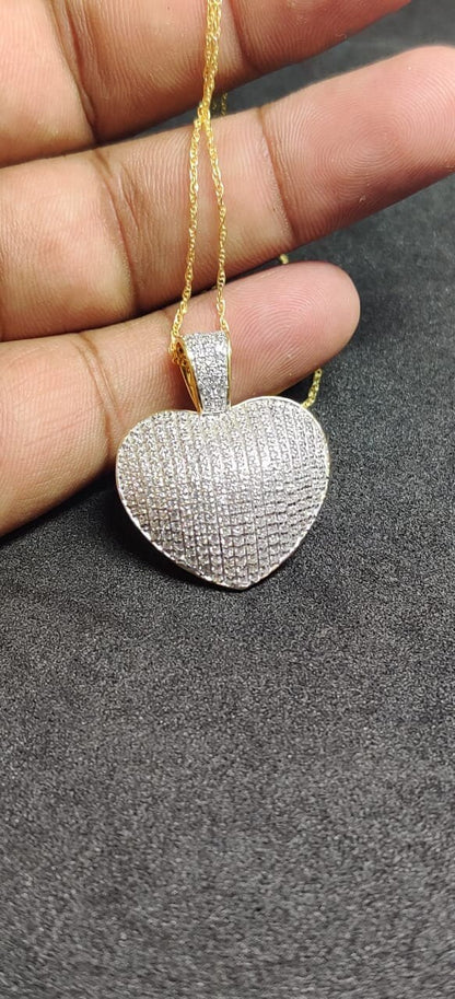 Pave Moissanite Heart Pendant, Handmade Moissanite Diamond Pendant , Sterling silver heart Pendant, Pave Diamond Pendant for Women