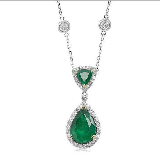 PEAR SHAPE EMERALD Necklace, Sterling Silver Emerald Necklace, Birthday Gift For Her, Emerald Jewelry, Emerald Wedding Necklace/Gift For Her