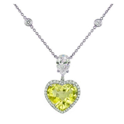3.00 Ct Yellow Citrine Heart Shape Women's Pendant/Heart Shape Silver Pendant /925 Sterling Silver/ Gemstone Necklace/Mother's day Gift
