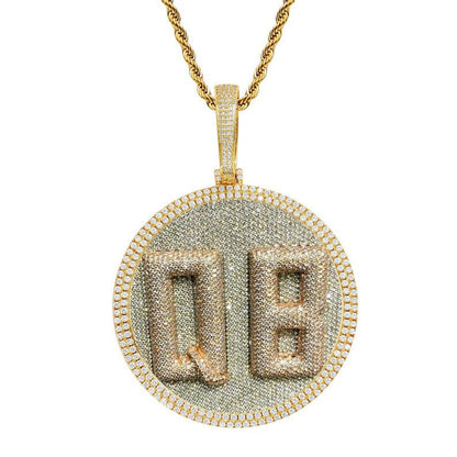 Big Hip-Hop Initial Pendant - Personalized Urban Statement Jewelry - MOISSANITE DIAMOND CIRCLE - Name Custom Pendant - Custom Letter