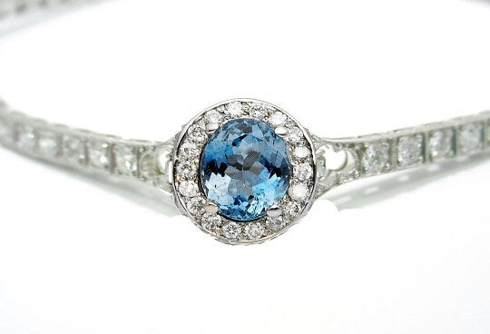 SAPPHIRE AND MOISSANITE  Diamond Women Tennis Bracelet With 10kt White Gold Over Sterling Silver, Women Bracelet, Gift, Valentine Day