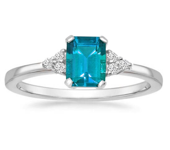 Blue Topaz Ring, Emerald Topaz Ring, 925 Sterling Silver Ring, Delicate Gemstone Ring, Wedding Gift For Her, Valentine Day, Gift For Her
