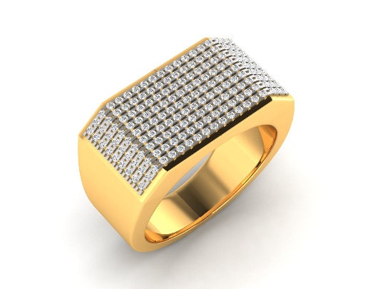 3.00 Ct Moissanite And Diamond Men's Ring, 925 Sterling Silver, Handmade Men's Ring, Engagement Wedding Men's Ring, Gift For Him