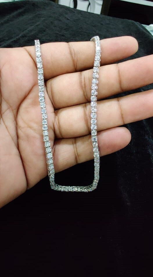 MOISSANITE NECKLACE,WHITE Necklace, Hip Hop Tennis Unisex Art Deco Charm Necklace, Diamond Antique Chain Necklace Gift For Lover,Gifts