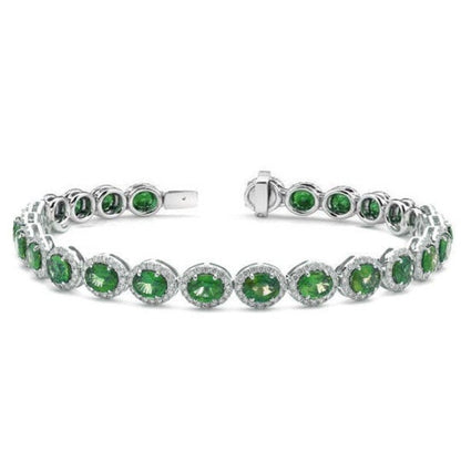 5.00 Ct Emerald And Diamond Tennis Bracelet, Gift For Her,Tennis Bracelet, 925 Sterling Silver Bracelet, Women Jewellery, Bracelet Jewelry.