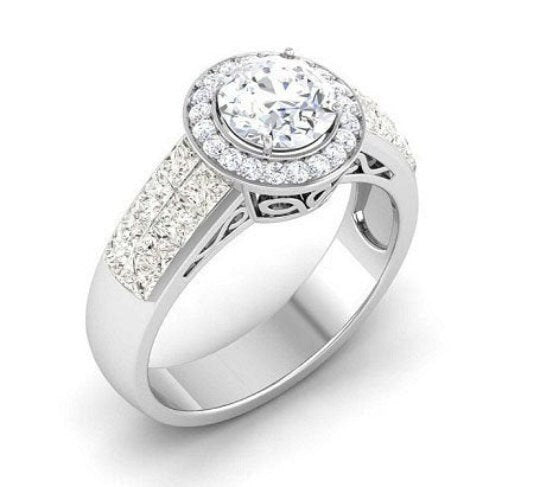 3.00 Ct Round Moissanite Diamond Solitaire Ring, 925 Silver Engagement Ring, Promise Ring, 14k White Gold Plated, Moissanite Ring
