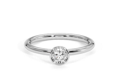 0.50CT Round Diamond Solitaire Bezel Set Ring / Dainty Ring For Women / Delicate Ring / 14KT White Gold Plated / Gift For Her
