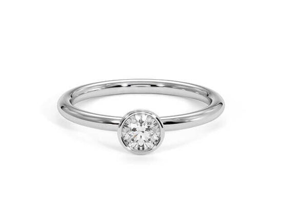 0.50CT Round Diamond Solitaire Bezel Set Ring / Dainty Ring For Women / Delicate Ring / 14KT White Gold Plated / Gift For Her