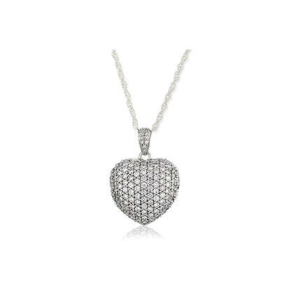 MOISSANITE HEART PENDANT, Real Moissanite Pave Heart Pendant Necklace, Sterling Silver Heart Pendant Necklace, Big Diamond Heart Pendant
