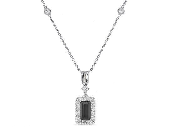 BLACK EMERALD CUT Necklace,Black Diamond Necklace,Black Diamond pendant-diamond necklace-wedding necklace-emerald black diamond pendant
