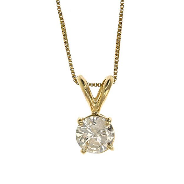 1.0  Carat Real Moissanite Diamond Pendant Necklace With 14kt Yellow Gold Finish, sterling silver Diamond Necklace, dainty Necklace, Gifts