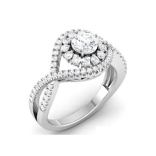 14k White Gold Plated, Moissanite Diamond Ring, Engagemwnt Wedding Women's Ring, Handmade Ring, Party Wear Women's Ring, Gift For Her