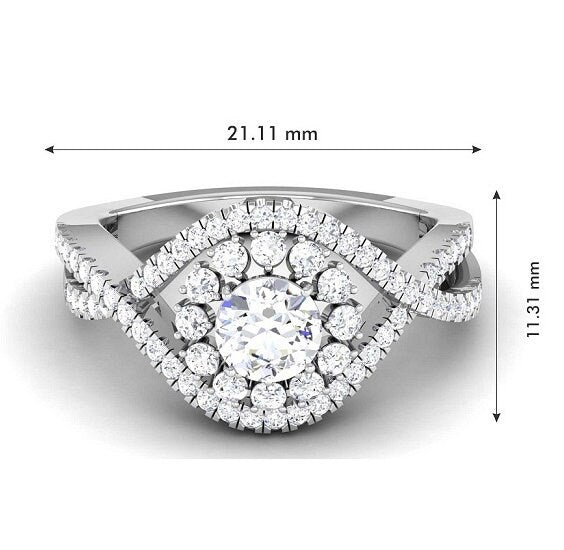 14k White Gold Plated, Moissanite Diamond Ring, Engagemwnt Wedding Women's Ring, Handmade Ring, Party Wear Women's Ring, Gift For Her