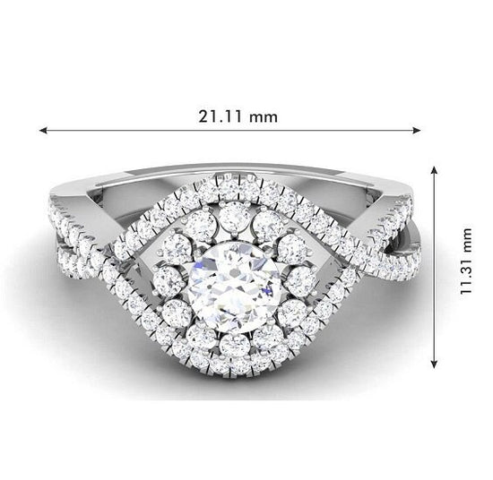 14k White Gold Plated, Moissanite Diamond Ring, Engagemwnt Wedding Women&