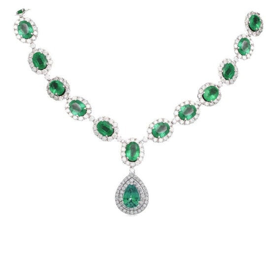 Emerald necklace, Wedding Necklace, Emerlad Wedding Jewellery, Bridal Jewelry, Statement Necklace, Anniversary Necklace, Gift For Her, Gifts
