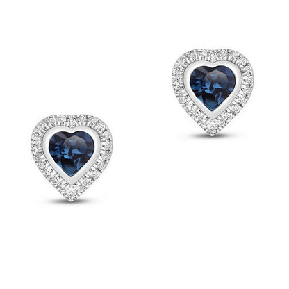 HEART STUD EARRING, Sapphire Earring, Sterling Silver Diamond Blue Stud Earring, Romantic Love Earring Christmas Gift For Girl Friend,Gifts