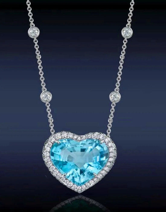 TOPAZ HEART SHAPE Sterling Silver Necklace,Topaz Pendant,Silver Heart Pendant,Heart Necklace,Handmade Diamond Heart Pendant,Valentine Gift