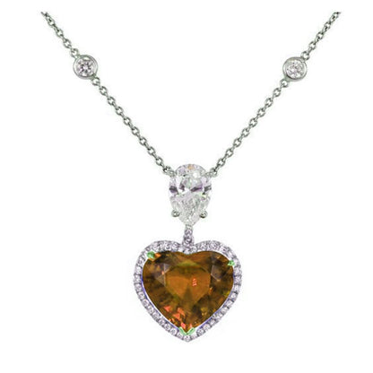 3.00 Ct Yellow Citrine Heart Shape Women's Pendant/Heart Shape Silver Pendant /925 Sterling Silver/ Gemstone Necklace/Mother's day Gift