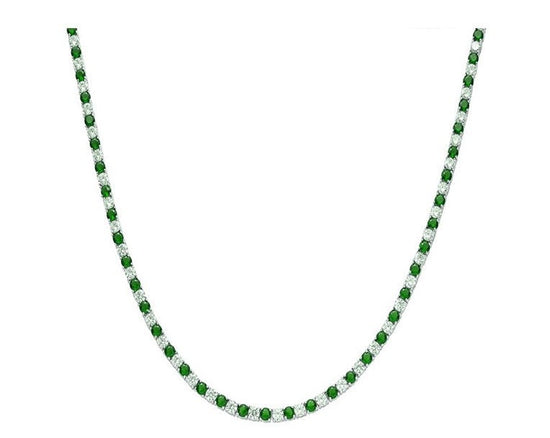 3MM GREEN EMERALD And Moissanite Diamond Tennis Necklace, Emerald Necklace, Emerald Tennis Necklace, Emerald Gemstone Necklace, Gift For Her
