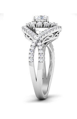 14k White Gold Plated, Moissanite Diamond Ring, Engagemwnt Wedding Women's Ring, Handmade Ring, Party Wear Women's Ring, Gift For Her