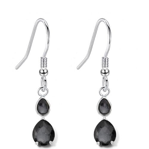 BLACK DIAMOND DANGLE Earrings, Sterling Silver Long Drop Earrings, Pear Shape Black Diamond Dangle Earrings, Silver Earrings,Mother's Gifts