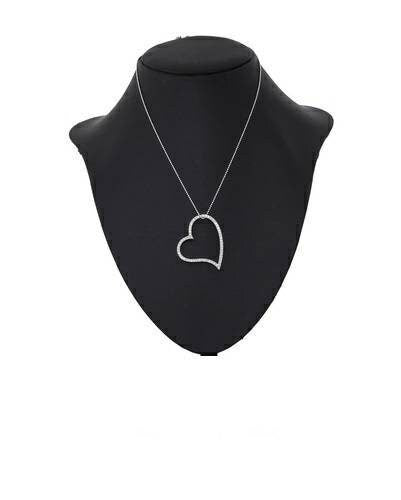 HEART NECKLACE,HEART Pendant,Diamond Heart Necklace,Open Heart Necklace,Silver Heart Necklace,Gift for Her,Anniversary Gift,Valantine Gift.