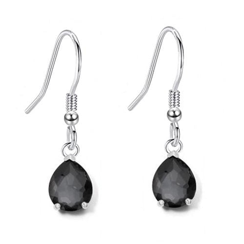BLACK DIAMOND COLORED Teardrop Pear Shaped Dangle earrings | Bridesmaid Gift | Fancy Dangle Drop Statement Jewelry, Gift For Her, Gifts