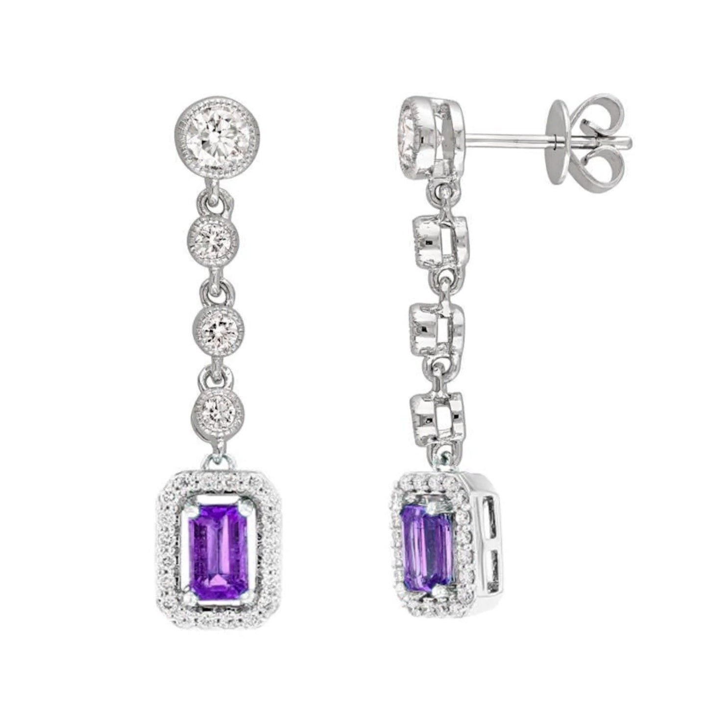 RUBY DANGLE EARRINGS, Ruby and Diamond Drop Earrings, Gemstone Dangle Women's Earrings, Sterling Silver Dangle Earrings, Mother's day Gift