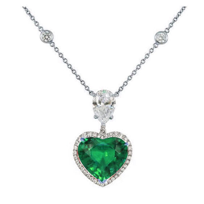 Diamond Purple Amethyst Heart Shape Necklace Pendant, Big Heart Pendant Necklace, Sterling Silver Heart Pendant, Gemstone Pendant Necklace