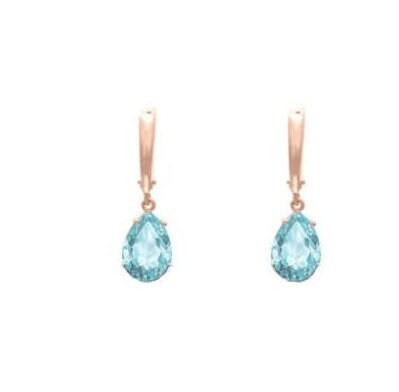 TOPAZ DANGLE EARRINGS 14kt Rose Gold Plated In Silver Earring, Topaz Gemstone Earring,925 Sterling Silver Earring,Blue Topaz Dangle Earrings