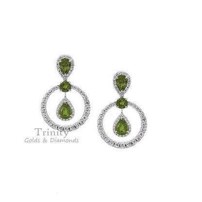 True Elegant Blue Pear shape Topaz And Diamond Dangle Drop Earrings, Topaz Drop earrings,Wedding Earrings, Gemstone Dangle Earrings, Gifts