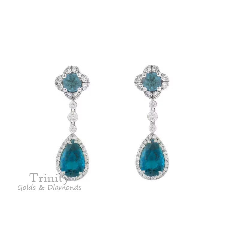 True Elegant ® Pear Shape Blue Topaz Drop Earring/Blue Topaz With Moissanite Diamond earrings/Topaz Gemstone Earrings/Handmade Drop Earrings