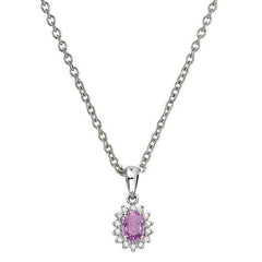 Everyday Amethyst Necklace, 14kt White Gold Plated Sterling Silver Amethyst Diamond Pendant Necklace Gemstone Necklace, Promise Pendant,Gift