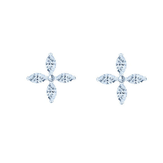 2.00 Ct Marquise Cut Diamond Earrings, Flower Shape Earrings,Stud Women's Earrings, 925 Sterling silver, 14k White Gold Plated, Gift Earring