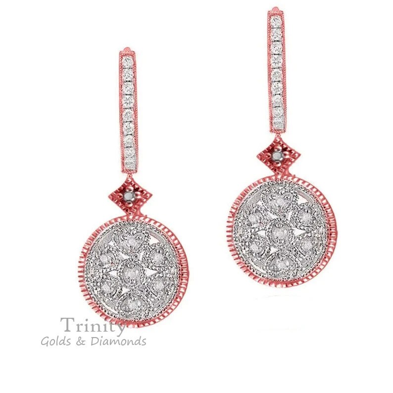 1.0CT Vintange Inspired Moissanite Diamond Dangle Earrings,  Earring With Miligrain Work, Art Deco Earring For Women, Dangle Drop Earring