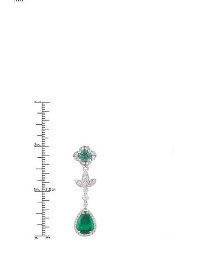 Pear Shape Emerald And Diamond Dangle Earrings, Emerald Drop Earring, Sterling Silver Earrings, Green Emerald Dangle Drop Earrings, Gifts