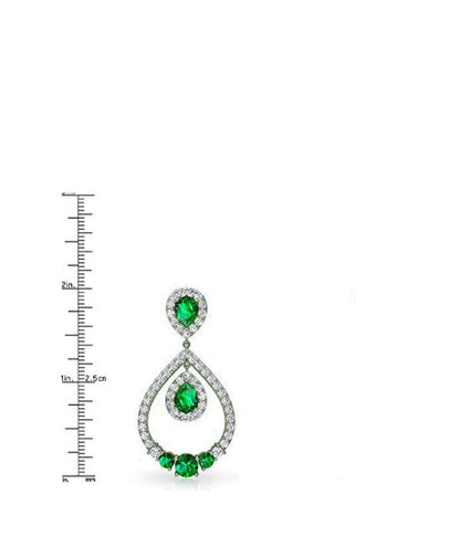 Emerald And Diamond Drop Earrings, Wedding Earrings,emerald drop earring, Emerald Earring,Sterling Silver Emerald Earrings,Wedding Earrings