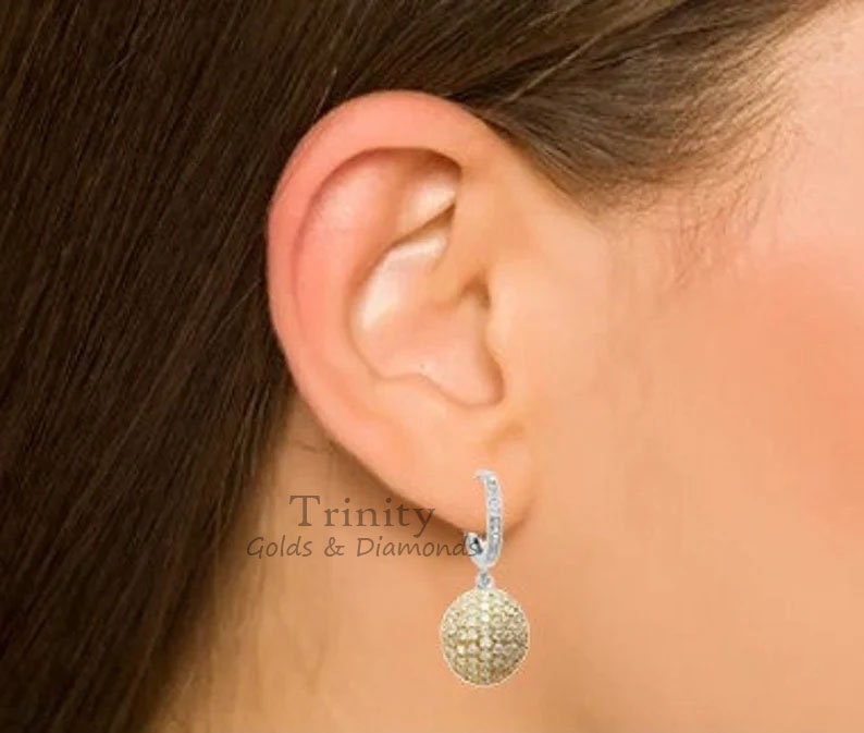 Disco Ball Earrings, Moissanite Diamond dangle earrings, Dangle drop earrings, Minimalist earring, earrings Dangle, Bridesmaid earrings
